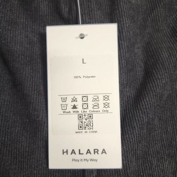 HALARA Black Corduroy Side Zip Pockets Casual Flared Pants Size Large NWT - Picture 6 of 6